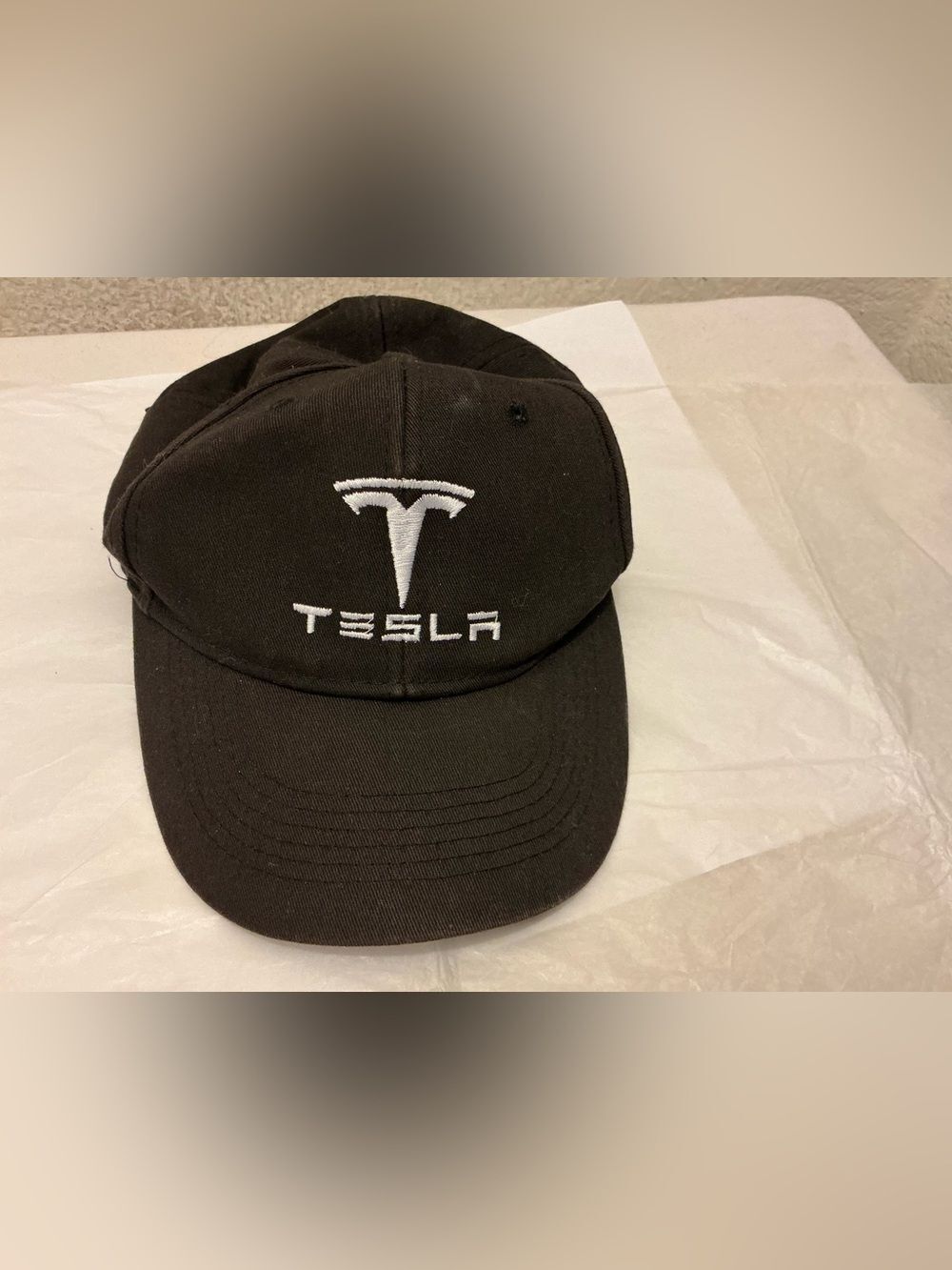 Tesla Black Cap with White Embroidered Logo